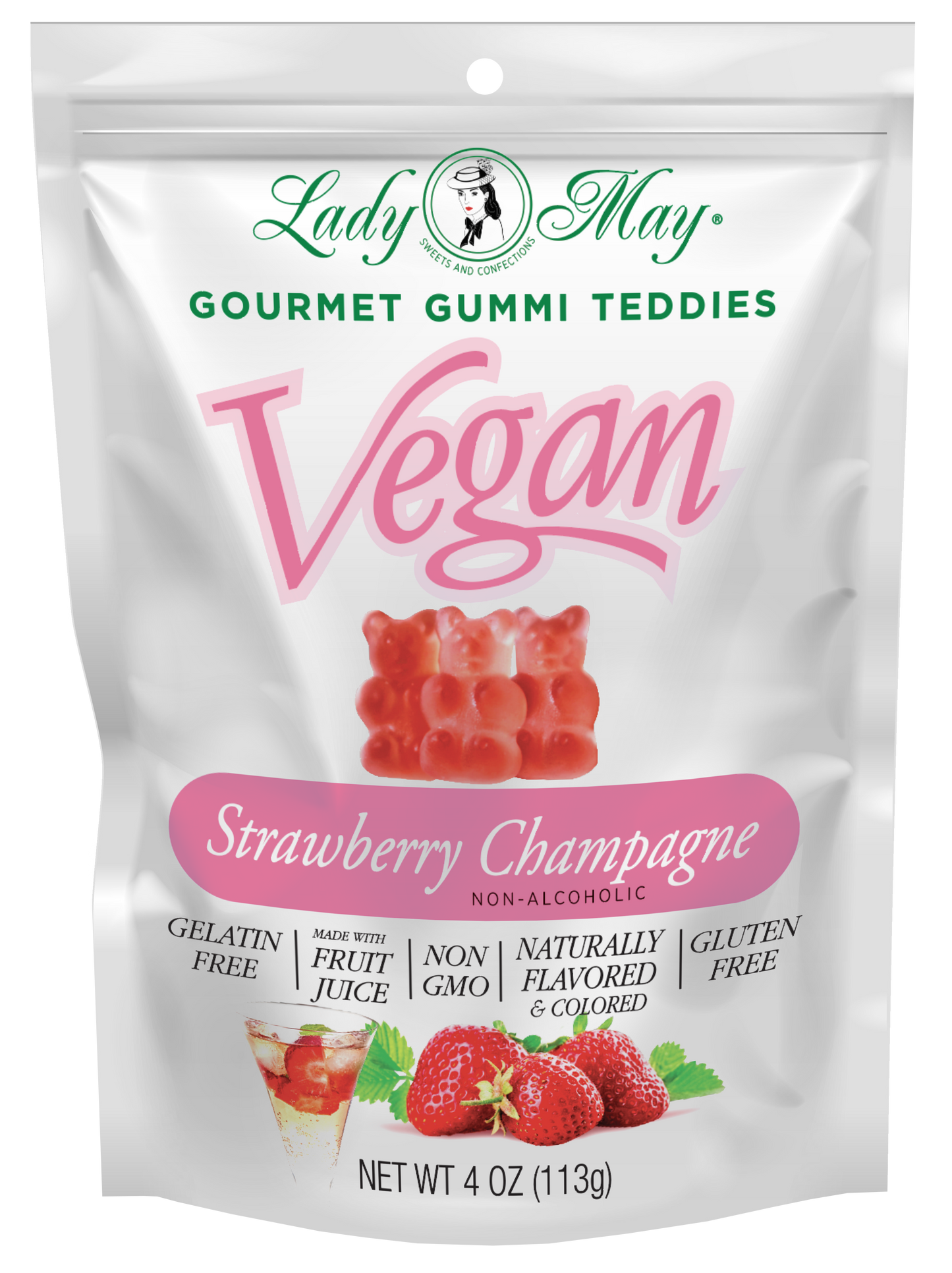 Vegan Gourmet Strawberry Champagne Gummi Teddies
