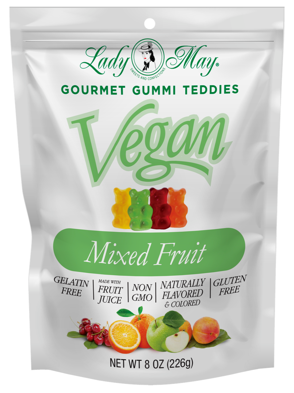 8oz Vegan Gourmet Mixed Fruits Gummi Teddies