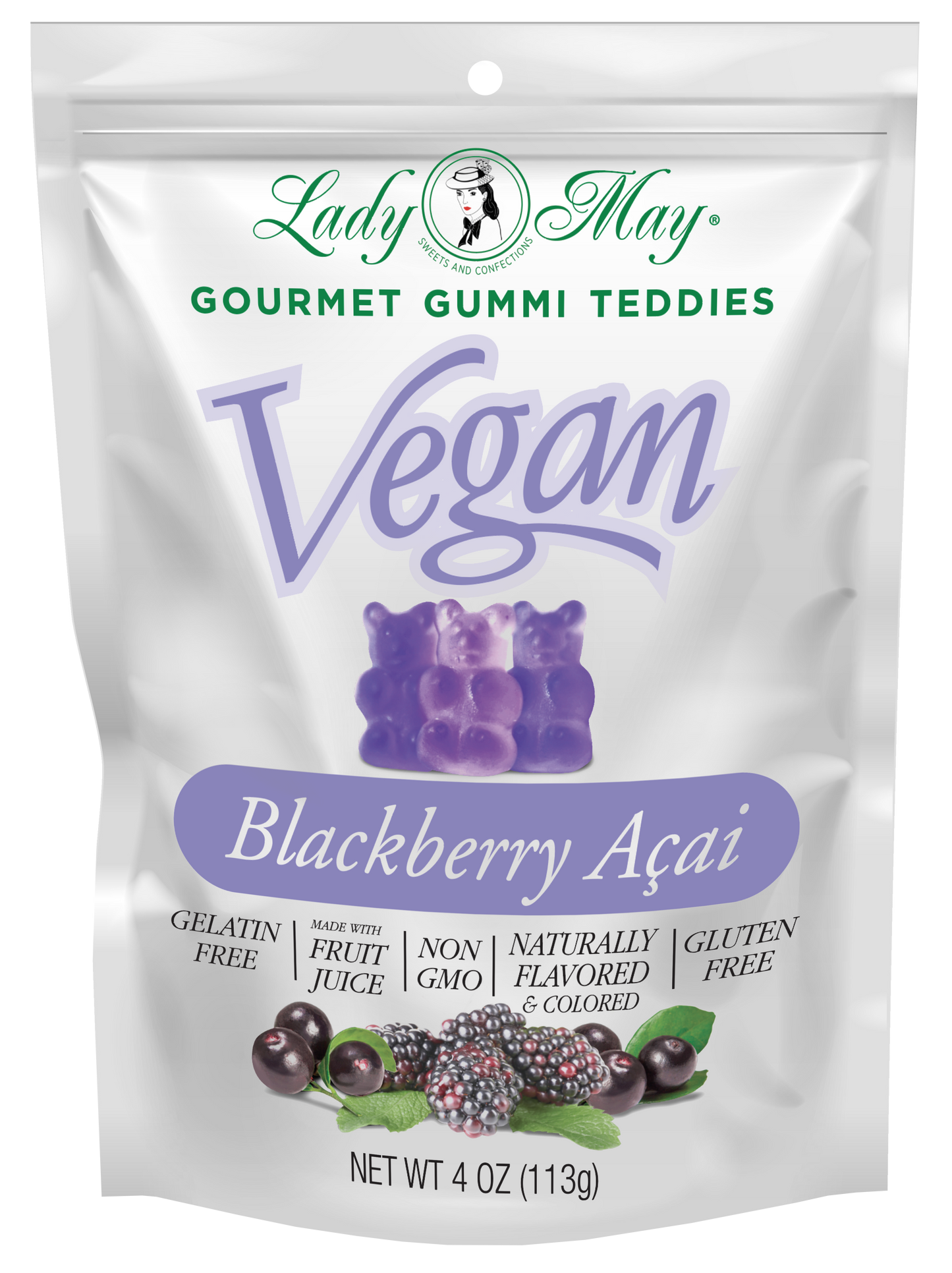 Vegan Gourmet Blackberry Açaí  Gummi Teddies