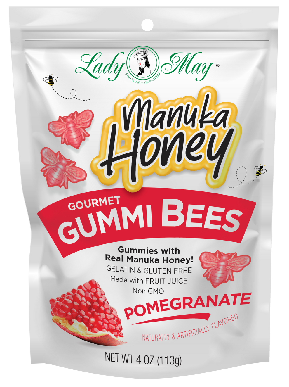 Manuka Honey Gummi Bees - Pomegranate – Lady May Sweets