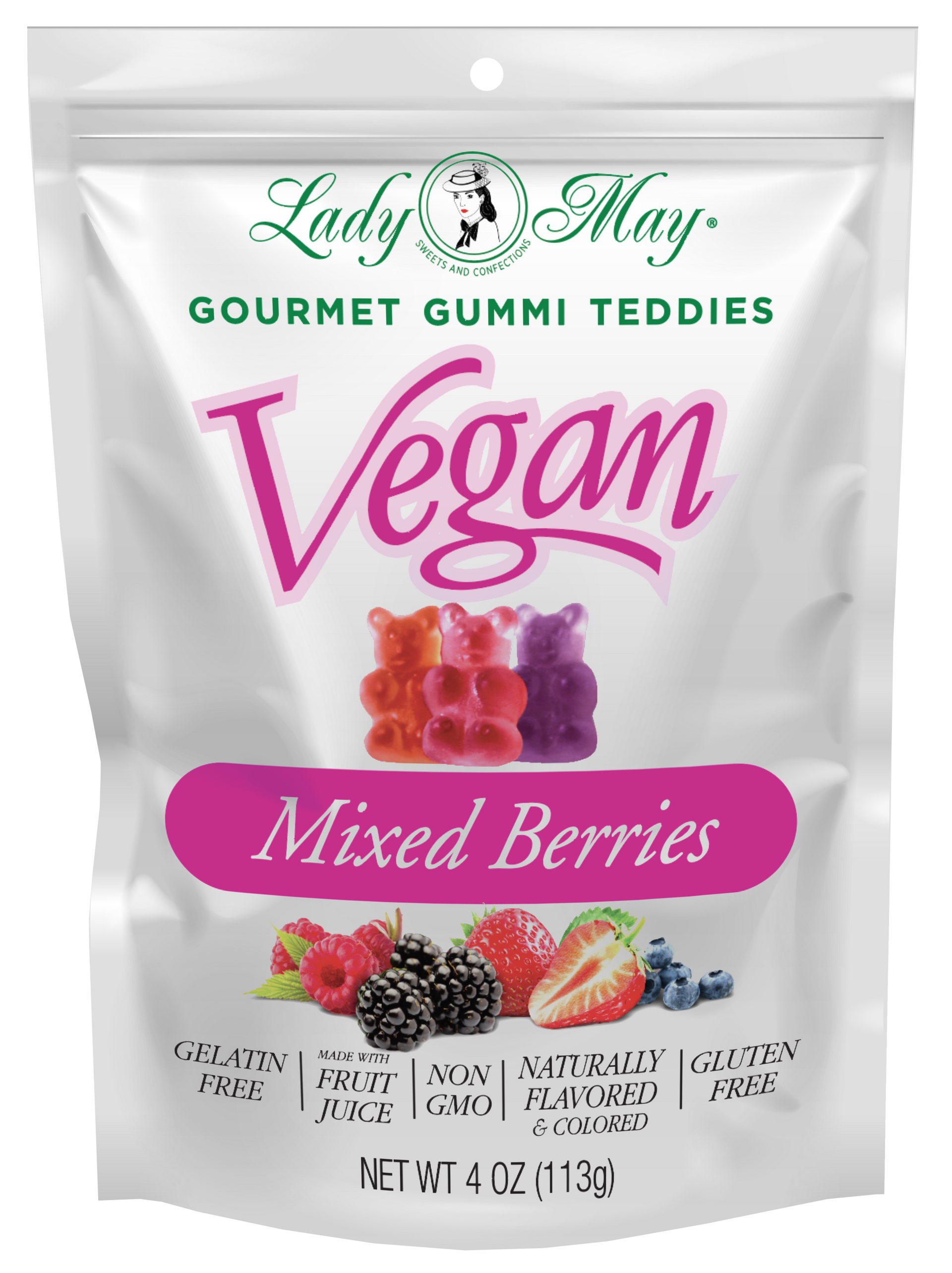 Vegan Gourmet Mixed Berries Gummi Teddies – Lady May Sweets